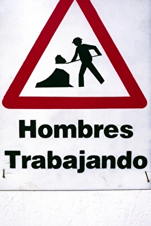 Images Dated 15th February 2008: Buenos Aires, Argentina, Sign that says men working
