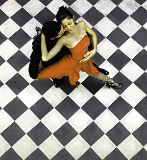 Miva Stock Prints: Buenos Aires, La Boca, Argentina, Tango dancers from above