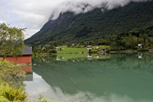 Farmhouse Prints: Buildings. Summer cottages. Olden. Norway