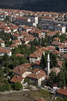 Bulgaria, Belogradshick. Overview of the red roofed town of Belogradshick located