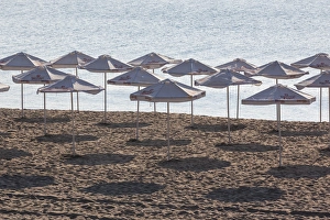 Images Dated 3rd June 2014: Bulgaria, Black Sea Coast, Burgas, Town Beach umbrellas