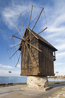 Images Dated 3rd June 2014: Bulgaria, Black Sea Coast, Nesebar, old windmill on the waterfront
