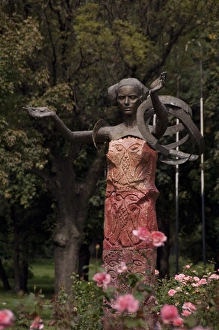 Images Dated 9th September 2009: Bulgaria, Port city of Vidin along the Danube River. City garden sculpture
