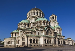 Bulgarian Prints: Bulgaria, Sofia, Ploshtad Alexander Nevski Square, Aleksander Nevski Church, morning