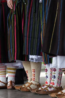 World Locations Prints: Bulgaria, Southern Mountains, Bansko, ski resort, people in local ethnic costumes, NR