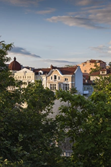 Images Dated 1st June 2014: Bulgaria, Southern Mountains, Plovdiv, elevated view of city buildings, dawn