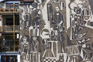 Images Dated 1st June 2014: Bulgaria, Southern Mountains, Plovdiv, Old Plovdiv, cubist wall mural