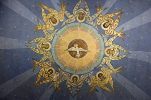 Bulgaria, Varna. Assumption of Virgin Mary Cathedral, Eastern Orthdodox. Historic ceiling frescos