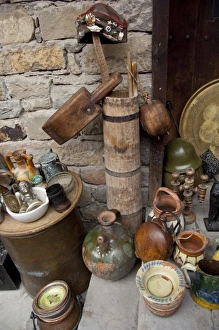 Images Dated 8th September 2009: Bulgaria, Veliko Tarnovo. Samovodska Charsia, historic street, antique shop