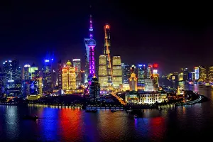 Shanghai Prints: Bund skyscrapers, Shanghai, China