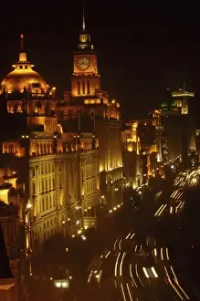 The Bund (waterfront) in Shanghai. Looking across the river at the Oriental Pearl