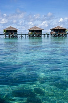 Three bungalows, Sipadan-Kapalai Dive Resort, Sabah, Borneo, Malaysia