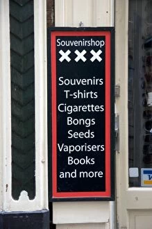 Images Dated 26th July 2007: A business sign advertising the sale of marijuana accessories in Amsterdam, Netherlands