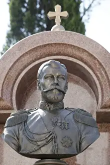 Leader Prints: Bust of Nicholas II, last Tsar of Russia in the gardens of the Russian Orthodox Church