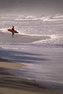 CA, Costa Rica, Nicoya Peninsula Surfer on Playa Santa Teresa