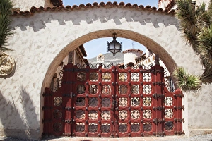 Public Lands Prints: CA, Death Valley NP, Scottys Castle, entrance and courtyard