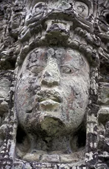 Images Dated 13th May 2004: CA, Honduras Face carving at Copan Ruinas
