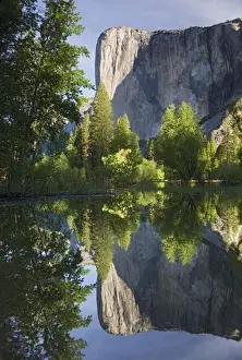 CA, Yosemite NP, El Capitan reflected in Merced River