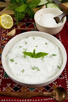 Lemon Prints: Cacik, sauce with yogurt, mint, cucumber, lemon, Turkish food, Turkey