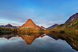 Mountains Prints: Calm morning at Two Medicine Lake in Glacier National Park, Montana, USA