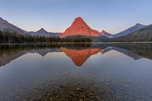 Sinopah Prints: Calm reflection in Two Medicine Lake in Glacier National Park, Montana, USA