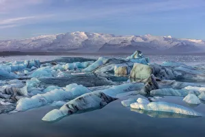 Lagoon Prints: Calving icebergs in Jokulsarlon Glacier Lagoon in south Icleand