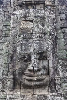 Cambodia, Angkor, Angkor Thom. Bayon Temple, face of Avalokiteshvara Cambodia, Angkor, Angkor Thom. Bayon Temple, face of Avalokiteshvara