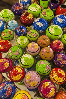 Cambodia, Siem Reap. Psar Chaa Market, traditional crafts for sale, lacquer bowls Cambodia, Siem Reap. Psar Chaa Market, traditional crafts for sale, lacquer bowls