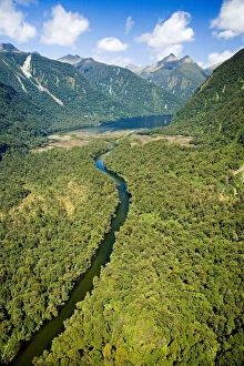 Camelot River and Shoal Bay, Gaer Arm, Bradshaw Sound, Fiordland National Park, South Island