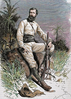 Beard Prints: Cameron, Verney Lovett (1844-1894). British traveler and explorer. Engraving by Barbant