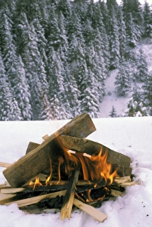Campfire in snow