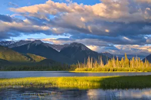 Away From It All Prints: Canada, Alberta, Banff National Park. Mountains and lake at sunrise