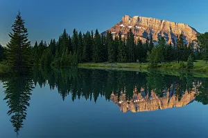 Prints of Canada, Alberta, Banff National Park. Mt. Rundle reflected in Cascade Pond at sunrise Images Dated 2022 December: Canada, Alberta, Banff National Park. Mt. Rundle reflected in Cascade Pond at sunrise