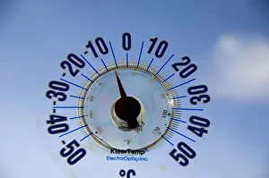Frigid Prints: Canada, Alberta, Banff. Window mounted thermometer