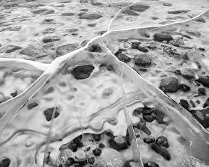 Canada, Alberta, Canmore, Spray Valley Provincial Park, Ice abstract at Spray Lakes