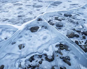 Images Dated 23rd June 2020: Canada, Alberta, Canmore, Spray Valley Provincial Park, Ice abstract at Spray Lakes