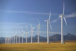 Canada, Alberta, Crowsnest Pass Area: Cowley Ridge Wind Farm Landscape