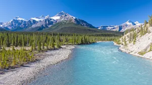 Canada Prints: Canada, Alberta. Glacial Silt turns the Athabasca River blue on Icefields Parkway
