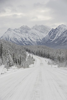 Infrastructure Prints: Canada, Alberta, Icefields Parkway. Jasper National Park in winter. Scenic highway