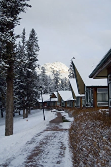 Jasper Prints: Canada, Alberta, Jasper, Jasper NP. Fairmont Jasper Park Lodge cabins