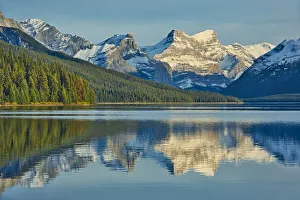 Images Dated 19th March 2019: Canada, Alberta, Jasper National Park. Reflections in Maligne Lake