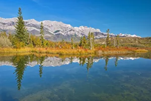 Images Dated 19th March 2019: Canada, Alberta, Jasper National Park. Reflections in Talbot Lake