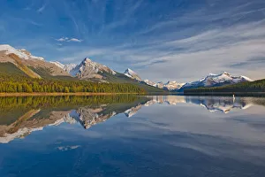 Canada, Alberta, Jasper National Park. Reflections in Maligne Lake