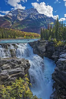 Images Dated 19th March 2019: Canada, Alberta, Jasper National Park. Athabasca River at Athabasca Falls