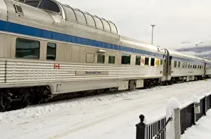 Railcar Prints: Canada, Alberta, Jasper. VIA Rail Snow Train between Edmonton & Jasper