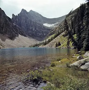 Banff Prints: Canada, Alberta, Lake Agnes. Lake Agnes sits on a ledge above Lake Louise in Banff NP