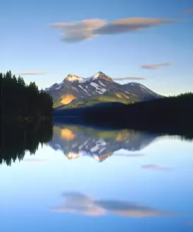 Reflecting Prints: Canada; Alberta; Mountains reflecting in a lake in Jasper National Park