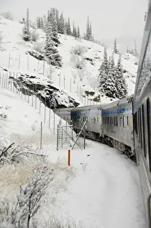 Canada, Alberta. VIA Rail Snow Train between Edmonton & Jasper