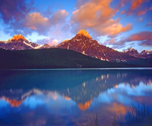 Reflecting Prints: Canada; Alberta; Sunrise over a lake in Banff National Park