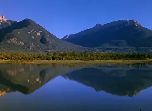 Scenics Prints: Canada, Alberta, View of Canadian Rockies reflected in Jasper Lake